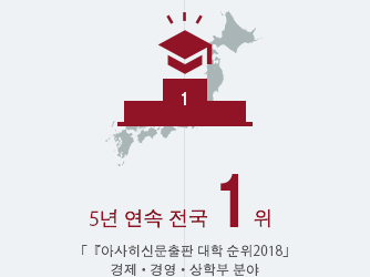 5년 연속 전국 1위  아사히신문출판『대학 순위』, 경제・경영・상학부 분야
